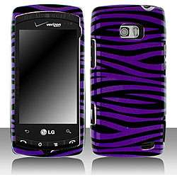 LG Ally VS740 Black and Purple Zebra Snap on Protective Case 