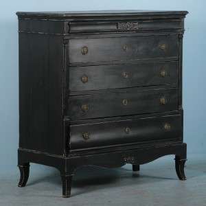 Beautiful Antique Danish Rich Black Distressed Chest of Drawers 