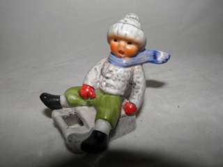 Vintage Goebel Boy On Sled Porcelain Figurine 13904 07 TMK5  