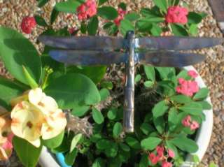 HANDCRAFTED METAL DRAGONFLY YARD ART  WELDED FROM EATING UTENSILS 