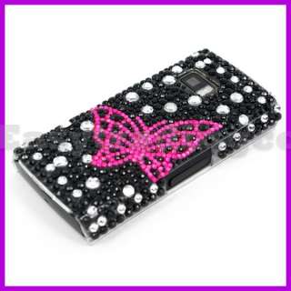 Crystal Bling Back Case Cover Nokia X6 Pink Butterfly  