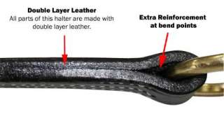 Triple Stitch Adjustable Horse Halter USA Leather  