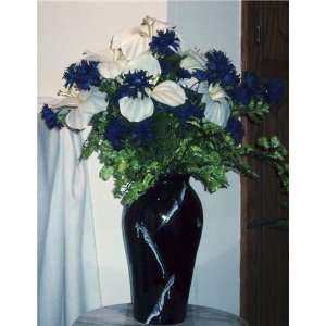  Bright Blue & White Amaryllis Floral Arrangement