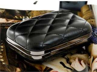 New Womans Black PU Leather Handbag Totes Purse Retro Clutchs Evening 