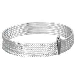 Sterling Silver Swiss cut 7 Bangle Bracelet  