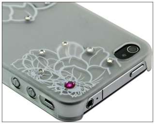 Bling Rhinestone Blossom Matte Clear Crystal Hard Case Cover f iPhone 