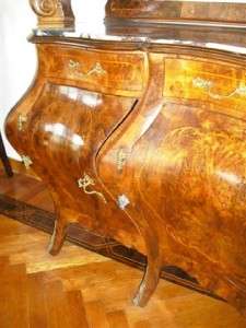 GREAT BOMBE ITALIAN ANTIQUE MARBLE TOP SIDEBOARD  