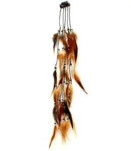 Handcrafted Brown 18 inch Feather Hair Extension Clip  