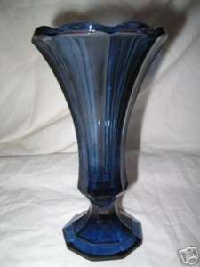 FOSTORIA glass crystal dk blue Virginia flower Vase  