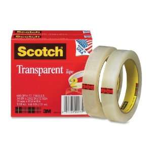  Scotch Glossy Transparent Tape,0.75 Width x 2592 Length 