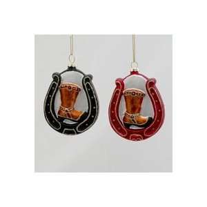  Pack of 12 Country Western Glass Cowboy Boot & Horseshoe 