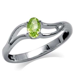 Natural Green Peridot 925 Sterling Silver Solitaire Ring  