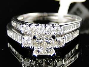   LADIES BRIDAL ENGAGEMENT WEDDING BAND PRINCESS DIAMOND RING SET  