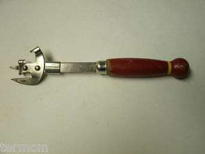 Vintage A and J Hand Held Red Handle Can Opener  