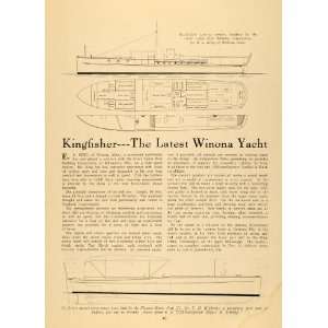  1916 Article E. L. King Kingfisher Cruiser Yacht Boat 