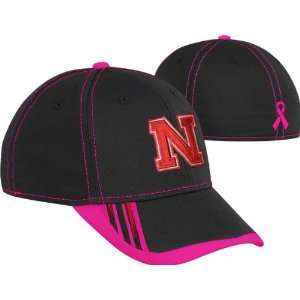 Nebraska Cornhuskers adidas Black Breast Cancer Awareness Structured 