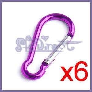 Lot of 6 D Shaped Carabiners Snap Hook Keychain Nice  