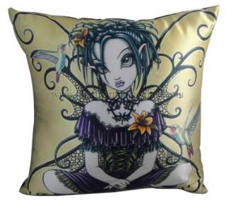   ART GOTH FAIRY LILIAN AND HUMMINGBIRDS SOFT PILLOW HOME ACCENT  