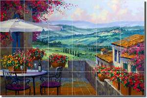 Senkarik Tuscan Patio Landscape Art Ceramic Tile Mural  