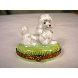 Limoges Hand painted French Poodle Keepsake Box  