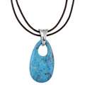 Silvermoon Sterling Silver Turquoise Teardrop Leather Cord Necklace 