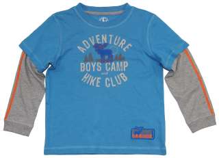 Toddler Boys Blue Adventure Camp Long Sleeve Graphic Tee   J. Khaki 2T 