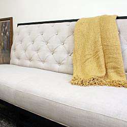 Bristol Tufted Gray Linen Modern Sofa  