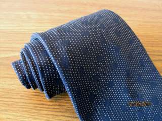 New GIORGIO ARMANI Black Label Silk Tie, Navy Blue White Polka Dots 