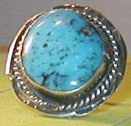 Navajo big large turquoise sterling Texas Ring size 7.5  