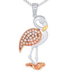   Silver 1/5ct TDW Diamond Flamingo Necklace (H I, I3)  