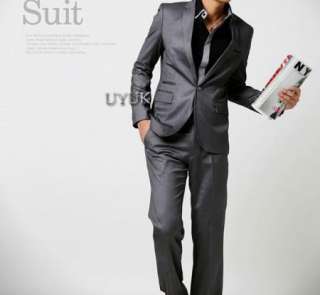 Premium Men Slim Fit Single Button Suit Top Gray 1541  