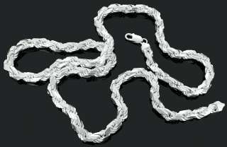 20 30 Inch Mens .925 Sterling Silver Diamond Cut French Rope Chain 7 