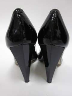 NINE WEST Black Patent Leather Open Toe Pumps Heelz 7.5  