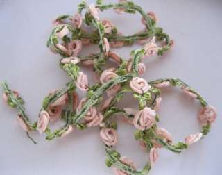 Antique French Pink Rosette/Roses Ombre Flapper Era Ribbon Millinery 