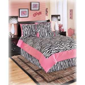  Youth Zebra Print In Pink and Black Glamour Full Comforter 