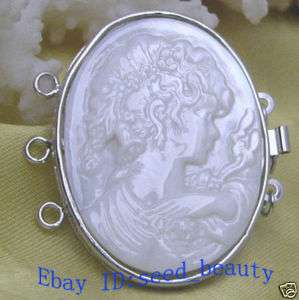 Beautiful Natural Shell Cameo Clasp 3 Strands 32mmx43mm  