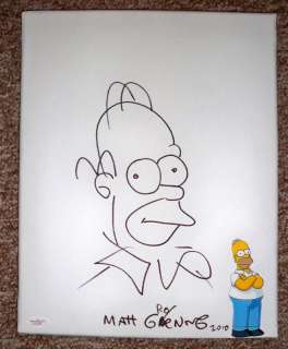 Simpsons MATT GROENING Signed CANVAS Homer Sketch JSA  