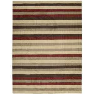 Nourison Elements Red/Brown Stripe 8 Feet by 11 Feet 100 Percent Wool 