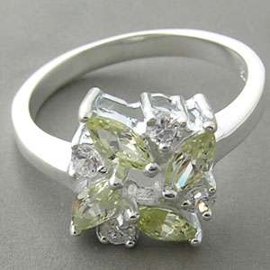 MARQUISE CUT WHITE YELLOW CZ 925 STERLING SILVER RING F  
