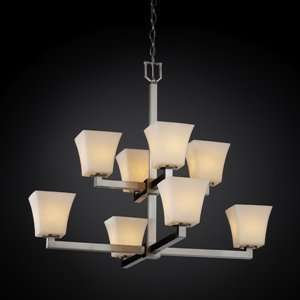   Chandelier in Brushed Nickel with Alabaster glass