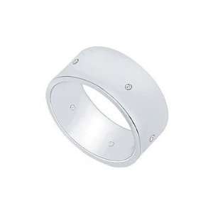  8MM Flat Wedding Band with Diamonds  Platinum   0.10 CT 