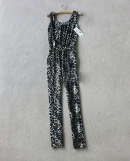 New Fashion Women Sleeveless Leopard Style Vest Jumpsuit Pant 2 Colors 