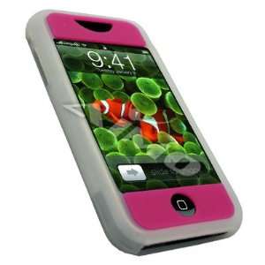  2 TONE PINK SILICONE slip on cover case for Apple iPhone 