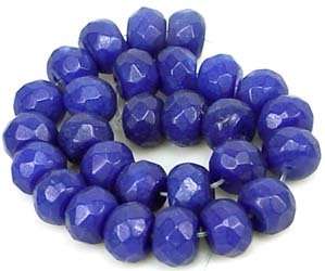 9x6mm Indigo Blue JADE Faceted Rondelle Beads (28 pcs)  