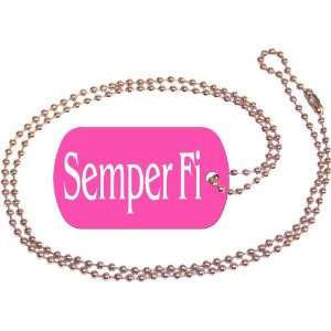  Semper Fi Pink Dog Tag with Neck Chain 