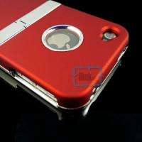 DELUXE CASE STAND COVER W/CHROME iPhone 4 4G A226#red  