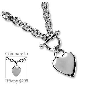  Heart Tag Toggle Designer Silver Charm Necklace Jewelry 