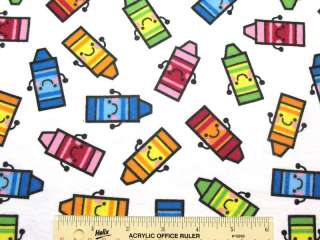 HAPPY CRAYONS Bright Colors Flannel Fabric (J5)  