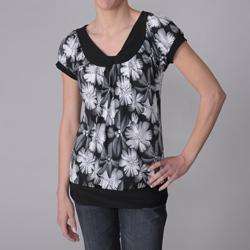   Collection Womens Floral Print Stretch Knit Top  