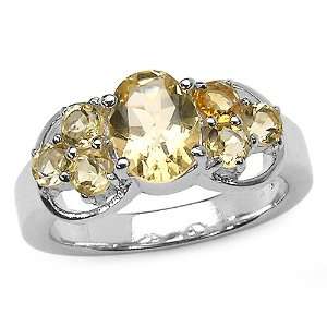  1.80 Carat Genuine Citrine Sterling Silver Ring Jewelry